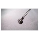 Sterling Silver Chain w/Sun Halo Cluster Pendant