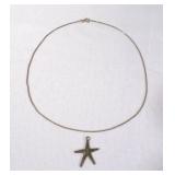 Vintage Sterling Silver Box Chain & Star Pendant