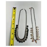 2 Special Event Vintage Rhinestone Necklaces Pink