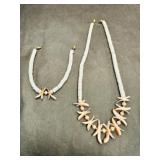 Vintage White Puka Shell & Pink Shell Statement