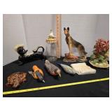 Saki cup holder, clay GSD, 3 model birds, ashtray