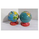 Vintage Lithograph 'World Globe' Coin/Money Banks