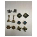 6 pr Vintage Clip-on Earrings-Costume Jewelry