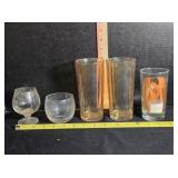 2 Tumblers, Brandy Snifter, Glass w/Nude Male