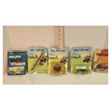 5 model trucks & farm implements