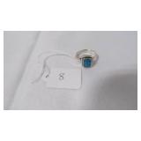 Vintage Square Teal Gemstone/Sterling Silver Ring