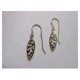 2-Tone Gold Frame & Silver Interior Leaf Earrings