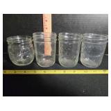 4 small canning jars; 3 jars 3 3/4', One 3' jar