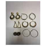 6 pr Pierced Hoop Earrings-Fashion Costume Jewelry