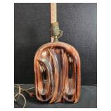 Table lamp, brown ceramic, 13' tall, no shade