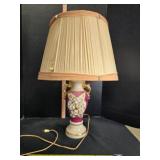 Table lamp, ceramic, 24' tall, gold leaf handles