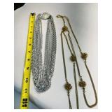Silver Tone Multi Strand Chain Necklace 22', gold