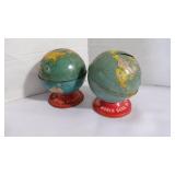 Vintage Lithograph 'World Globe' Coin/Money Banks