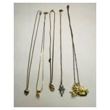 5 Dainty 18' Necklaces-angel , Heart, Monet Bow,