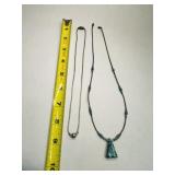 2 Silver? Necklaces-do not Adhere to magnet, Turq