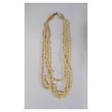3-Strand White Shell-Like Necklace - Glue Damages