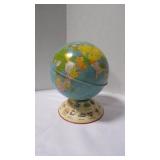 Vintage Lithograph 'World Globe' Coin/Money Bank