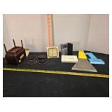 Thermometer/hygrometer; leg coasters; calculator