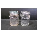 2 Vintage Atlas Good Luck Mason Jars w/Bail Lids