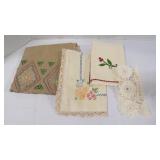Vintage Embroidered Linen Napkins, Table runner &