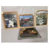 4 photo hangings, 3 wood finish frames, 21'x17'