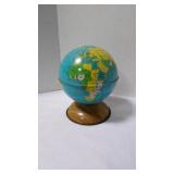 Vintage Lithograph 'World Globe' Coin/Money Bank