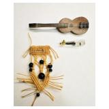 2 Guitar Brooches Pins & Macrame Brooch Pin