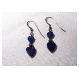 Stacked Gemstone Blue Lapis Lazuli Heart Earrings