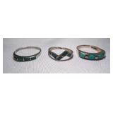3 Vintage Natural Stone-Mineral Custom-Cut Rings
