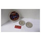 Vintage Items in a 2005 Dove Chocolate Container