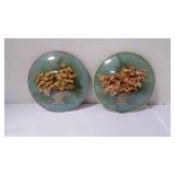 Vintage Convex Bubble Glass Floral Wall Plaques