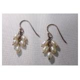 Vintage Freshwater Pearl Cluster Drop Earrings