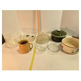 8 pieces Glass kitchenware; Clear bowl w/lid
