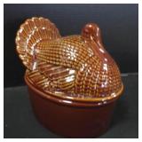 Vintage Brown Glazed Ceramic Turkey Soup Tureen