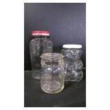 3 Vintage Glass 'Grocery Store' Bottled Jars