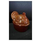 Charming Vintage Brown Glazed Ceramic Turkey Dish