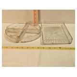 Clear glass Lazy Susan inserts & serving tray