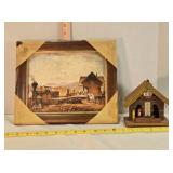 Framed print & themometer