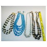 4 Vintage Bead Necklaces longest 20'-some multi
