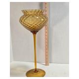 Amber pedestal vase, 16' tall