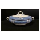 Antique Blue & White Transferware Covered Tureen