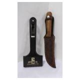 Black Ice Scrapper and Sheathed Fixed-Blade Knife
