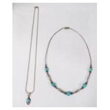 2 Vintage Native Turquoise & Silver Necklaces