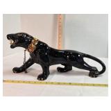 Vintage black ceramic panther, 19' long