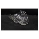 Vintage Pressed Glass Floral Etched Candy Dish