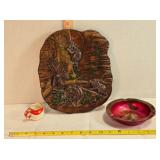 Wall plaque, miniature Santa mug, metal ash tray