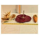 Relish tray, Carrot planter, Seashell souvenir