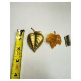 Perfume Locket gold Tone Leaf Brooch