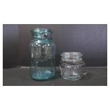 2 Vintage Glass Mason Jars w/Wire Bails NO LIDS