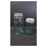 2 Classic Glass Mason Canning Jars w/Metal Lids